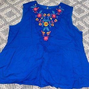 Blue Embroidered Top XXL